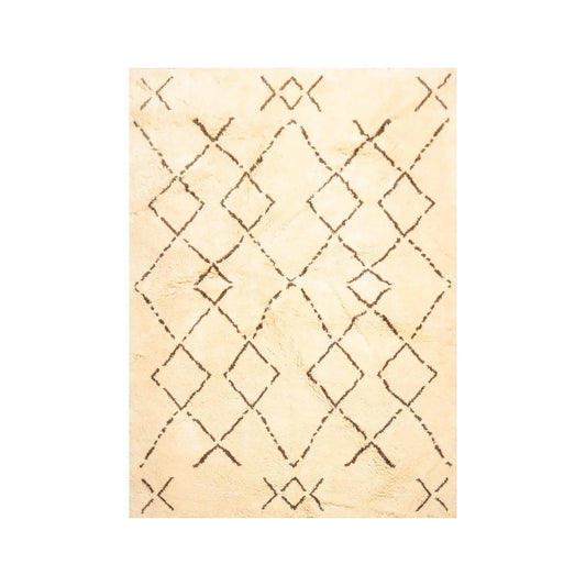 6'6'' x 8'1'' Hand Knotted Shag 100% Wool Moroccan Oriental Area Rug Ivory-0