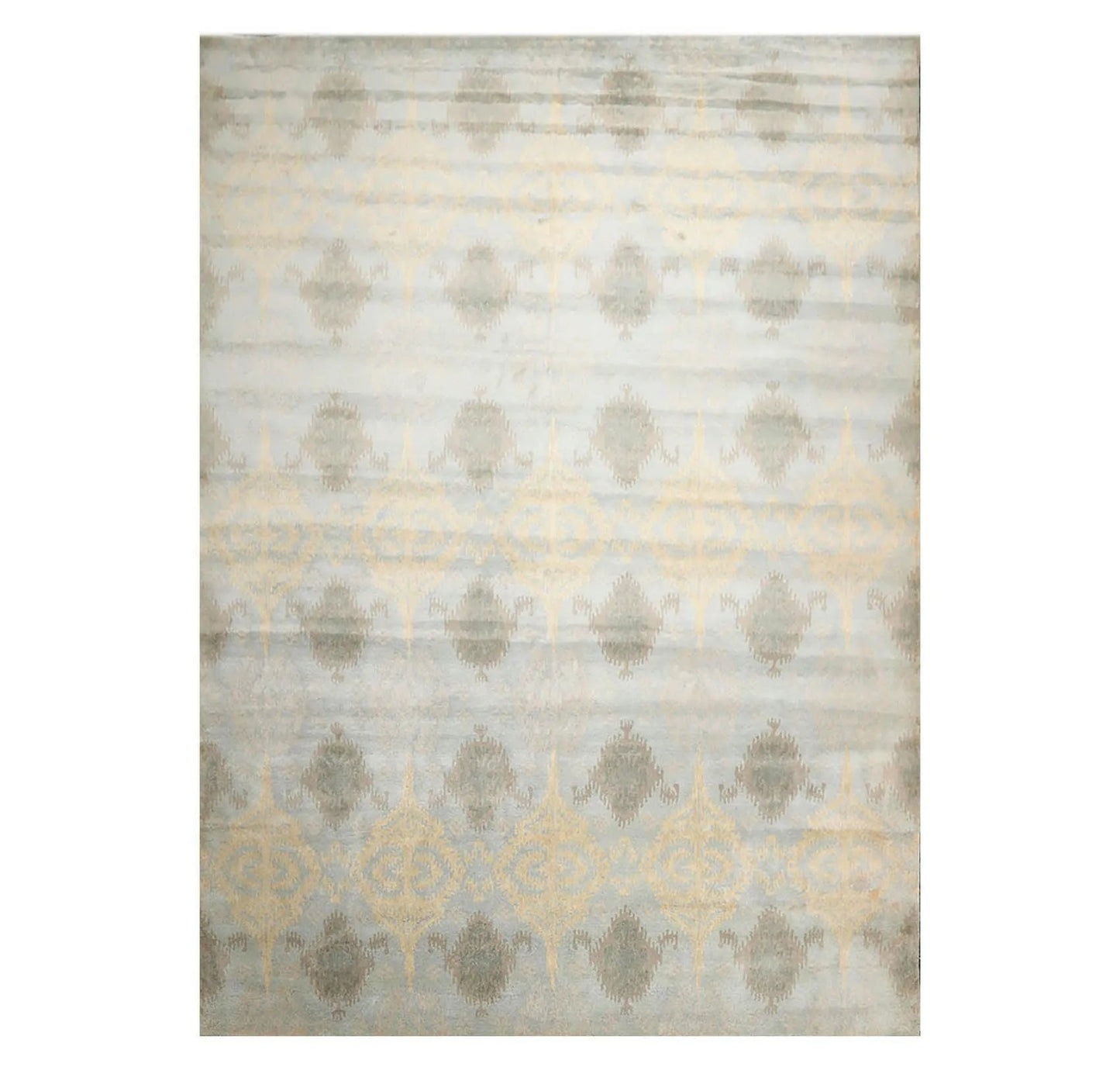 9'4'' x 13'3'' Handmade 100% Wool Ikat Modern Oriental Area Rug Light Blue-0