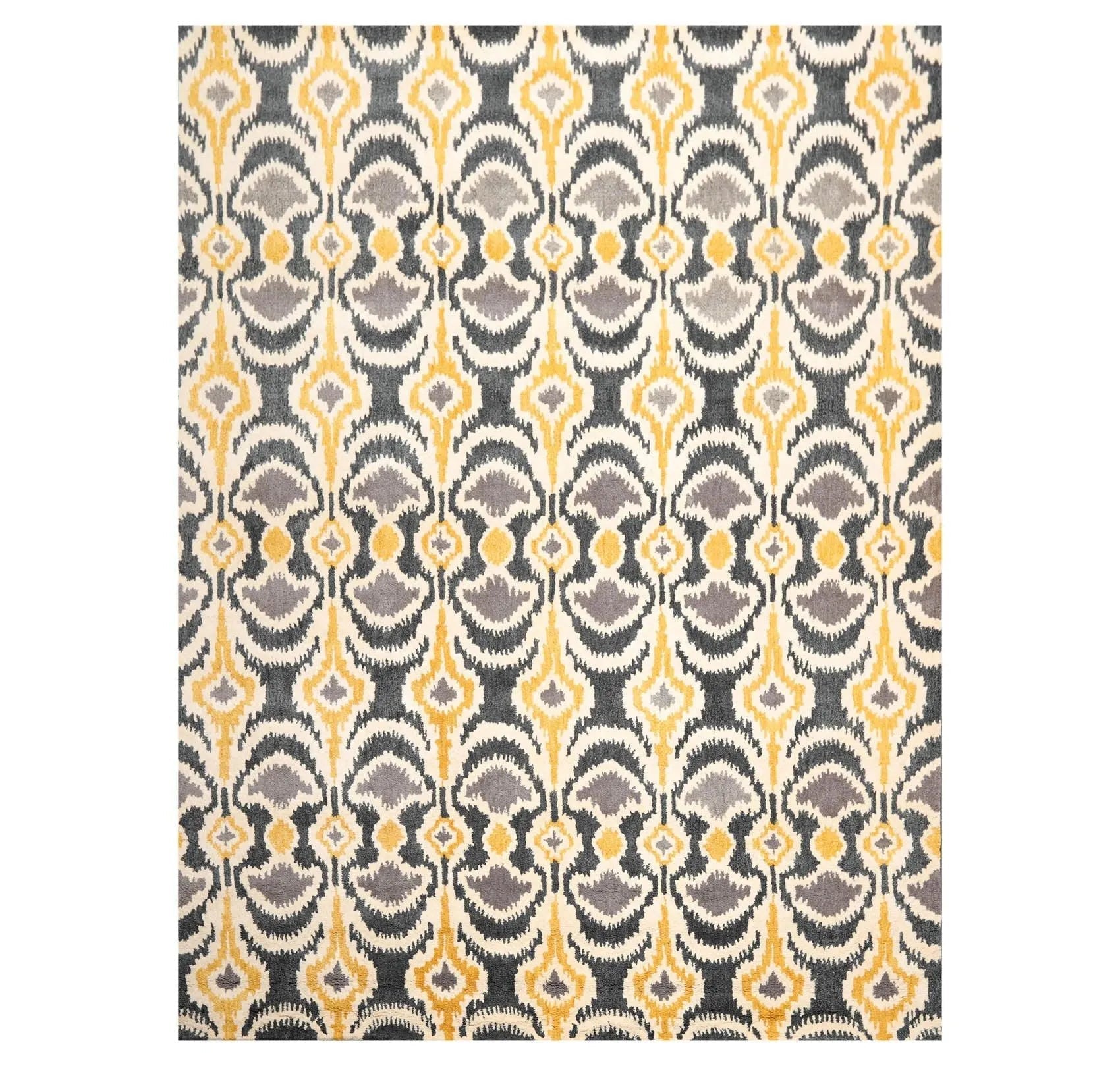 8' x 10' Handmade 100% Wool Bold Ikat Modern Oriental Area Rug Beige-0