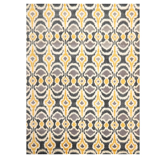 8' x 10' Handmade 100% Wool Bold Ikat Modern Oriental Area Rug Beige-0