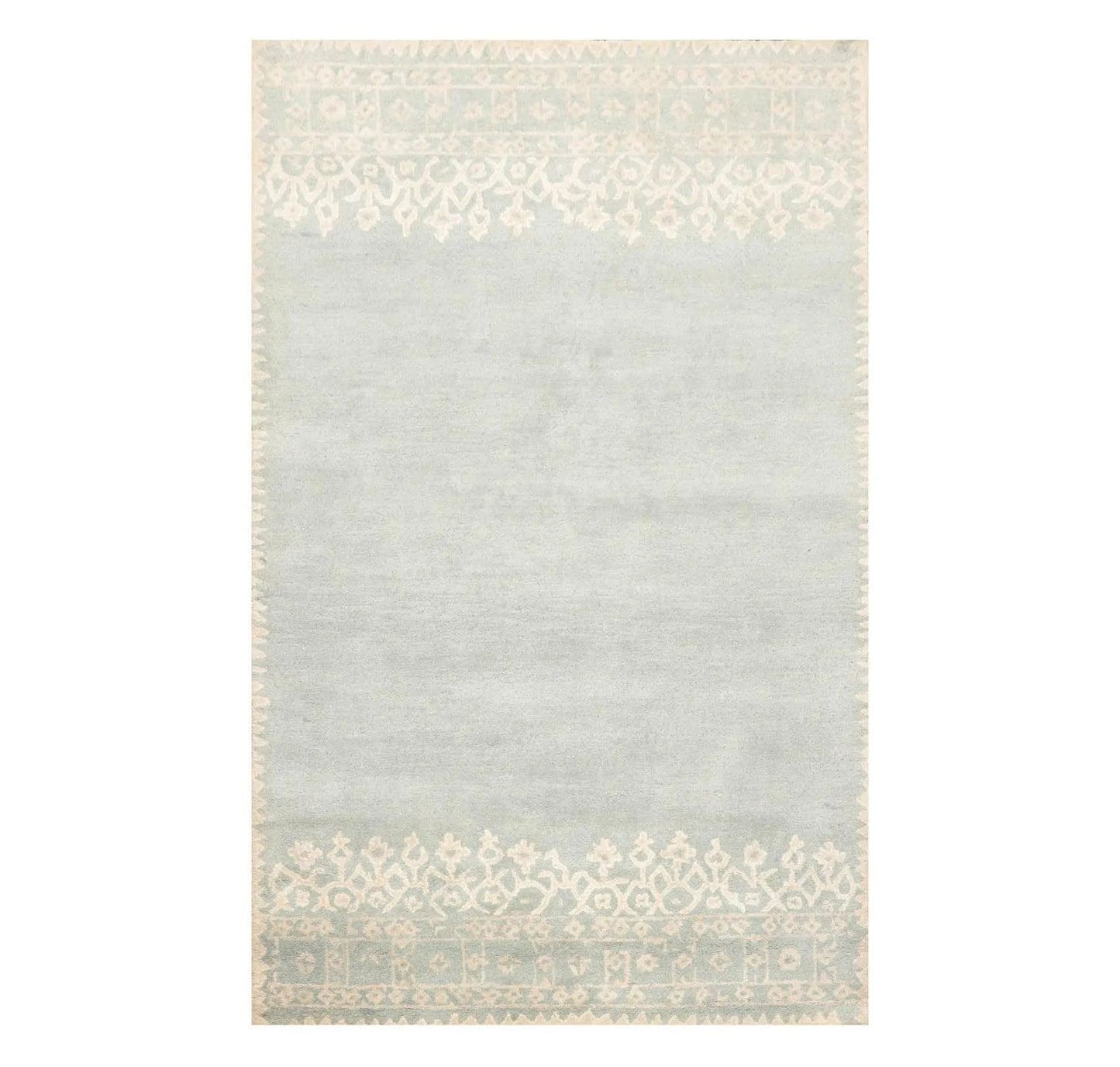 5' x 8' Handmade 100% Wool Patterned Transitional Oriental Area Rug Aqua Beige-0