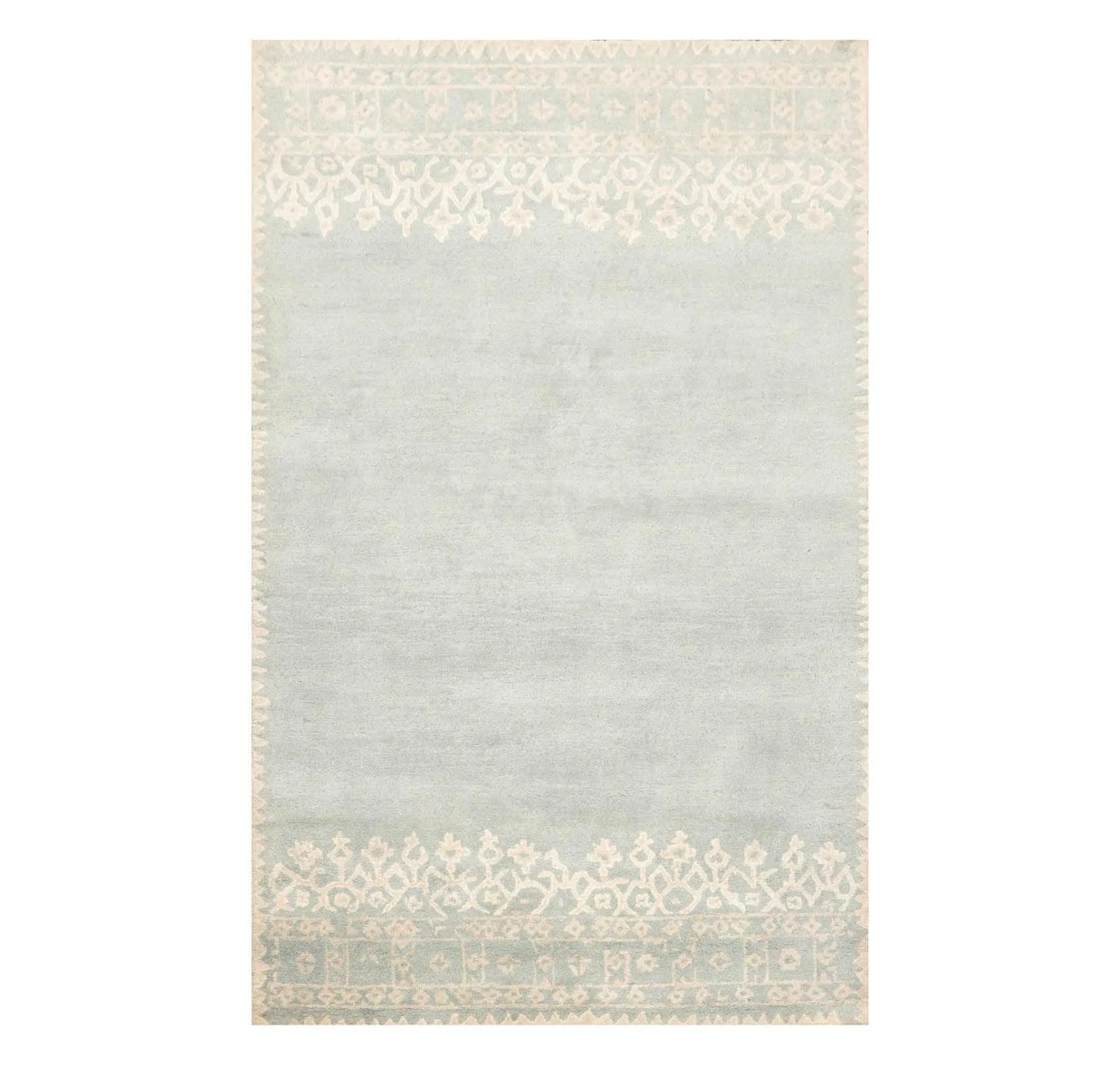 5' x 8' Handmade 100% Wool Patterned Transitional Oriental Area Rug Aqua Beige-0