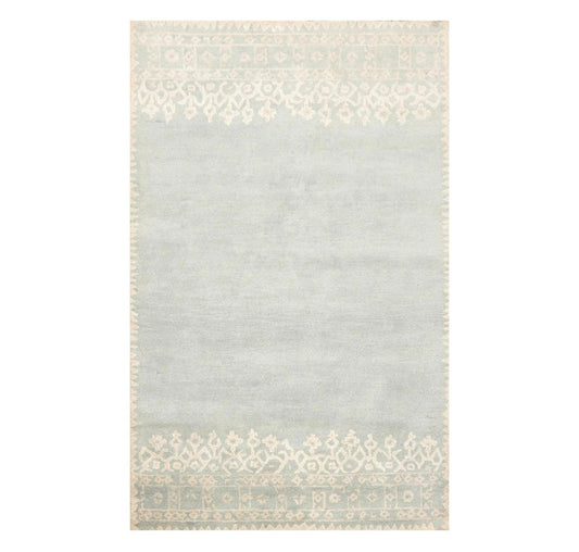 5' x 8' Handmade 100% Wool Patterned Transitional Oriental Area Rug Aqua Beige-0