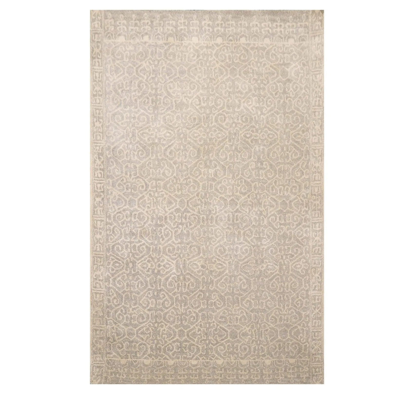 5' x 8' Handmade 100% Wool Patterned Traditional Oriental Area Rug Gray-0