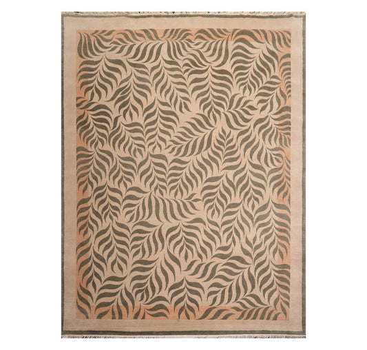 9' x 12' Hand Knotted 100% Wool Transitional Oriental Area Rug Beige-0