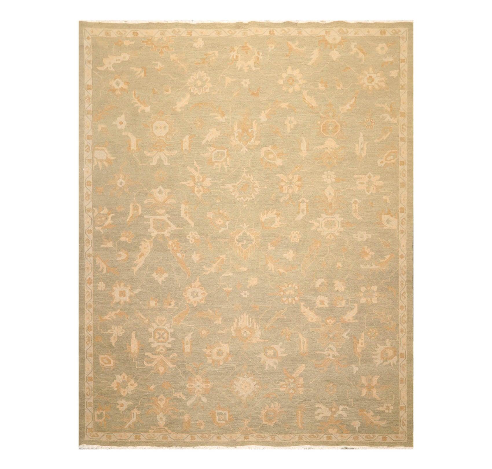 7'7" x 9'9"  Hand Knotted 100% Wool Flat Pile Area Rug Sage-0