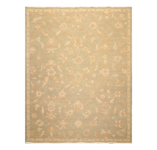 7'7" x 9'9"  Hand Knotted 100% Wool Flat Pile Area Rug Sage-0