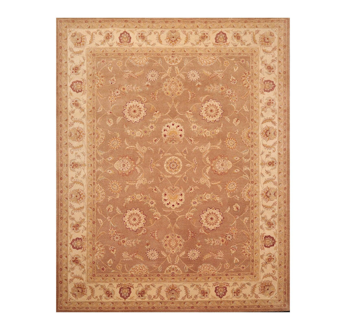 7'9" x 9'9" Handmade Heritage HE09 Olive Wool Area Rug Light Brown-0