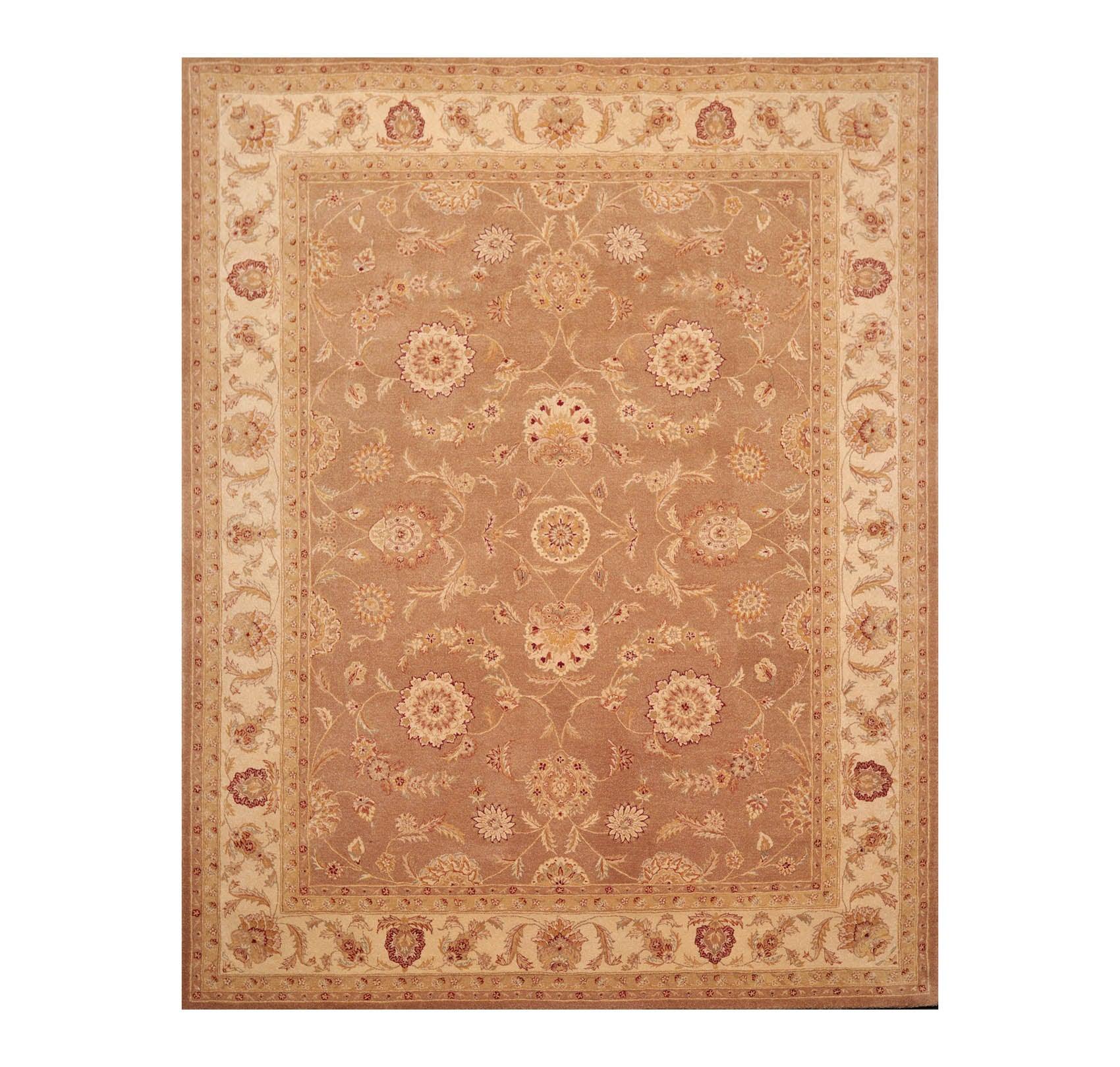 7'9" x 9'9" Handmade Heritage HE09 Olive Wool Area Rug Light Brown-0