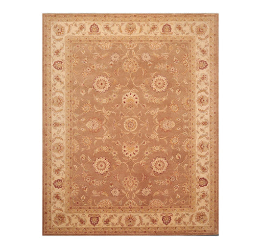 7'9" x 9'9" Handmade Heritage HE09 Olive Wool Area Rug Light Brown-0