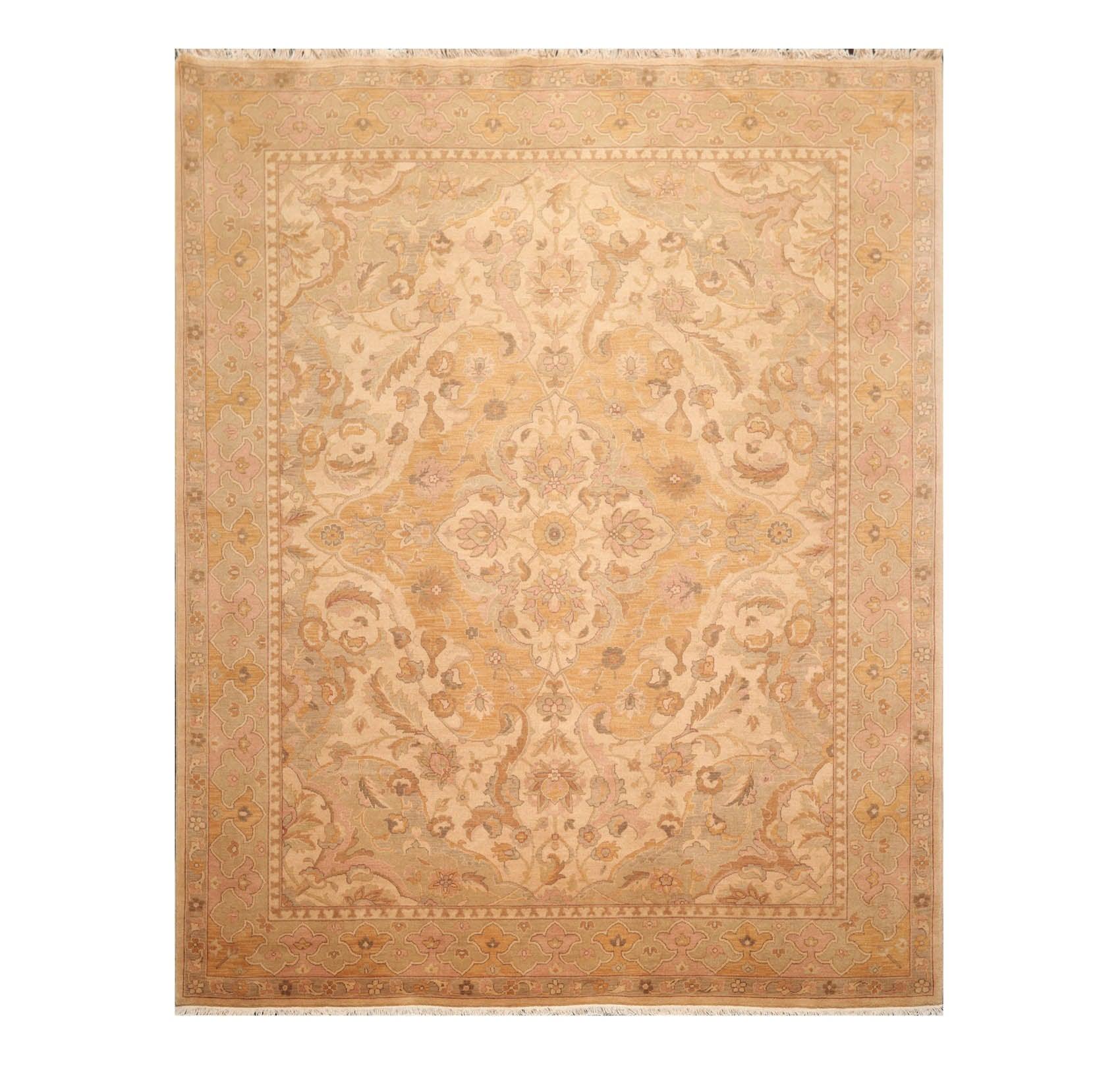 7'9" x 9'9" NA02 Beige Hand Knotted Wool Traditional Oriental Area Rug-0