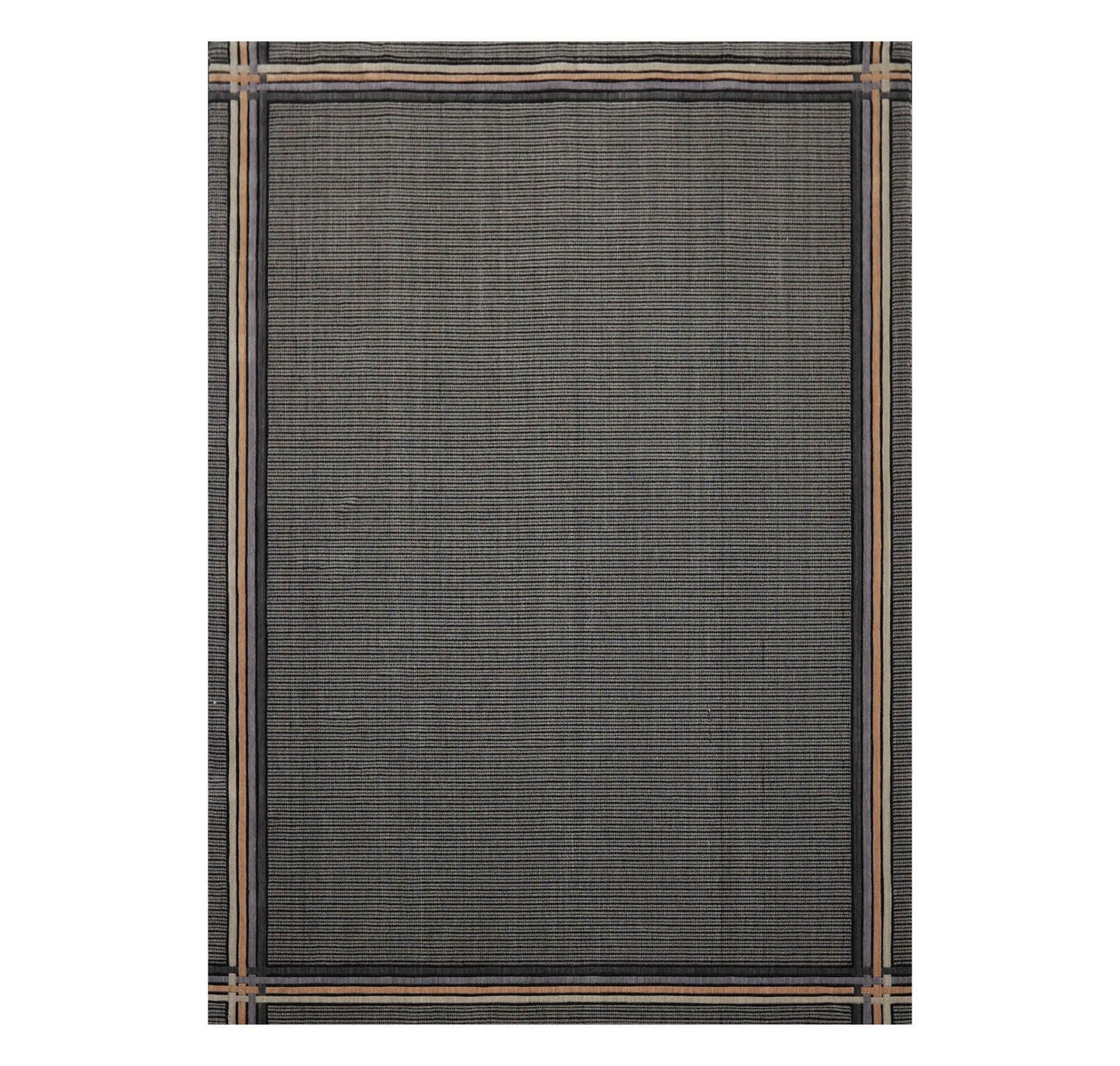 7'9" x 10'10" GR101 Midnight 100% Wool Modern Oriental Area Rug Black-0