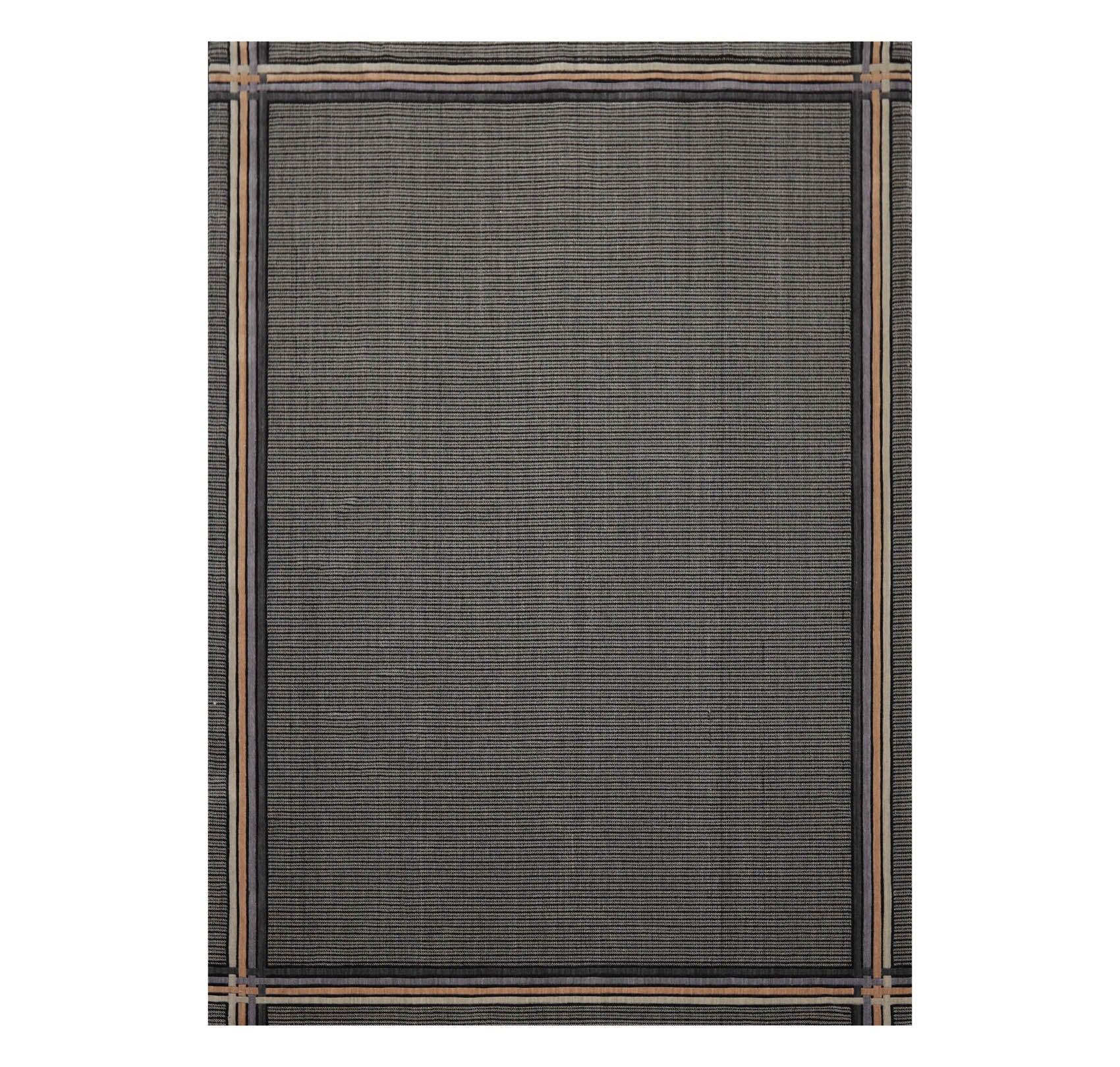 7'9" x 10'10" GR101 Midnight 100% Wool Modern Oriental Area Rug Black-0
