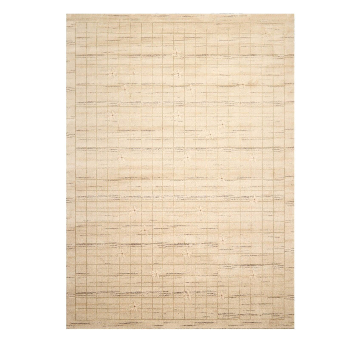 7'9" x 10'9" Machine Made 100% Wool Modern Oriental Area Rug Beige Mint-0