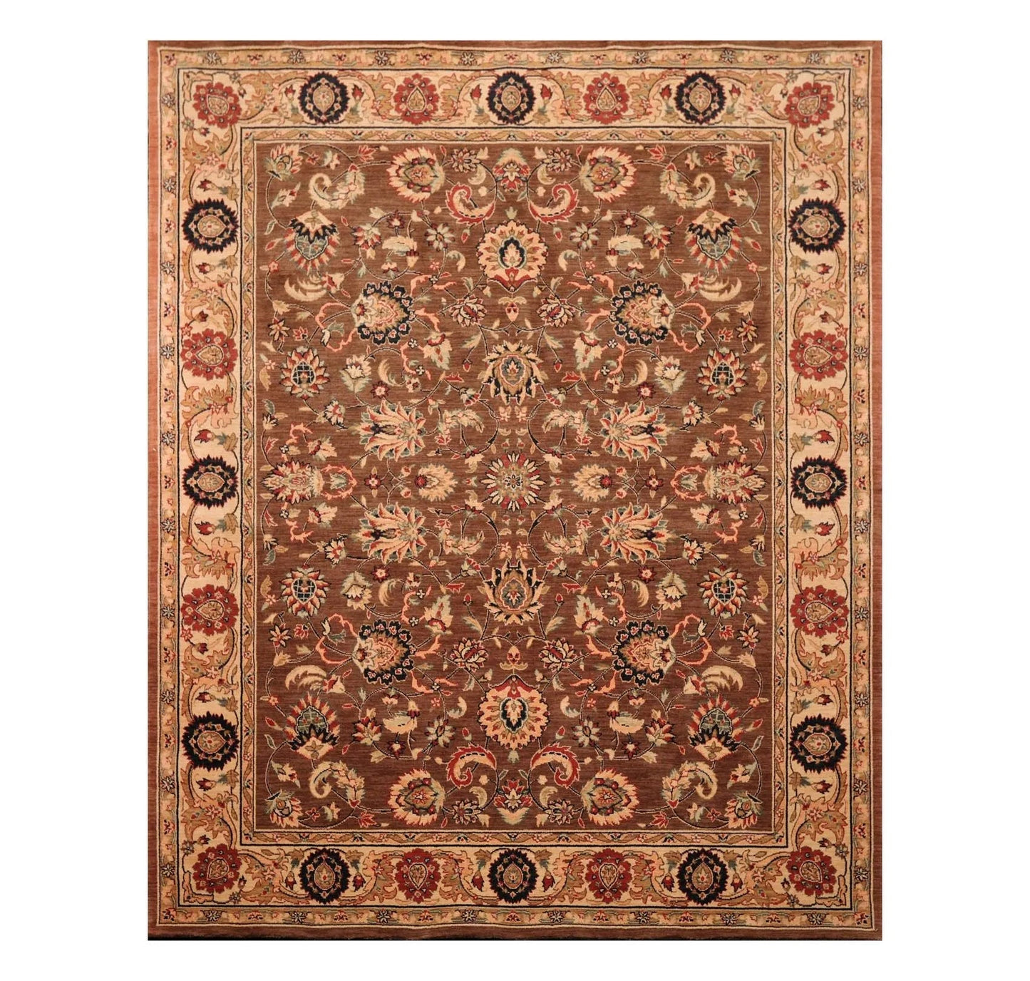 8x10 Brown Machine Made Parthia Ahar Khaki 100% Wool Traditional Oriental Area Rug-0