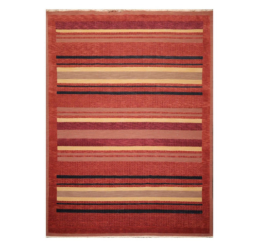 8'8"x 11'10" Hand Knotted 100% Wool Oriental Area Rug Rust-0