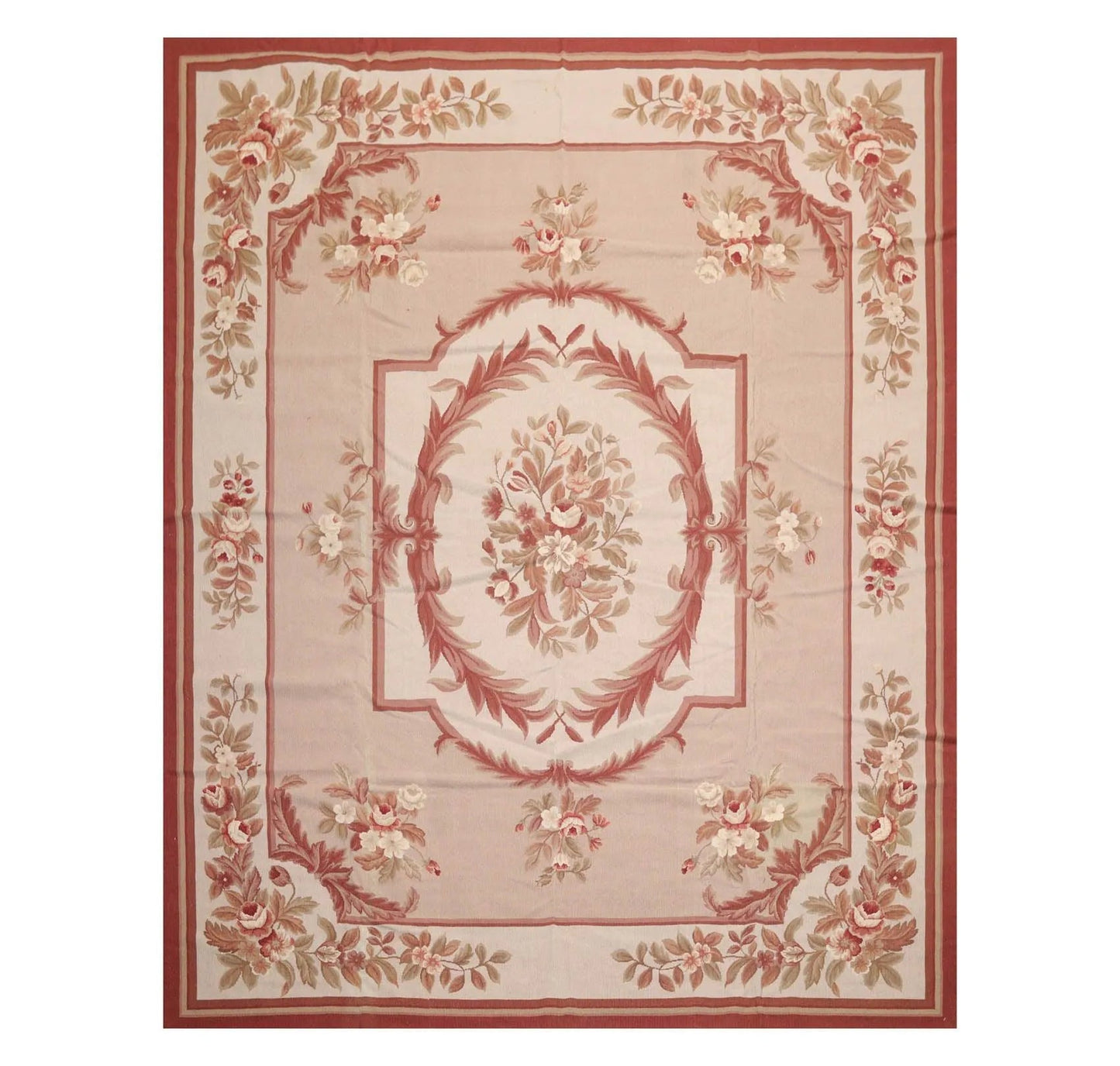 8' x 10' Hand Woven Wool French Aubusson Flatweave Area Rug Taupe-0