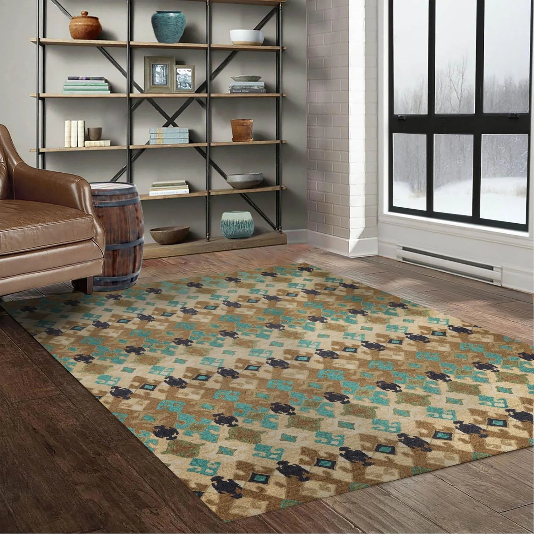 Multi Sizes Handmade 100% Wool Modern Loop & Cut Pile Area Rug Beige-0