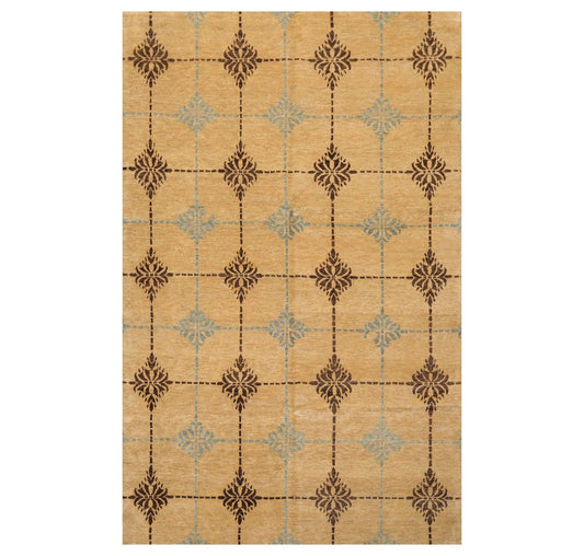 5'10" x 9'2" Hand Knotted 100% New Zealand Wool Tibetan Oriental Area Rug Tan-0