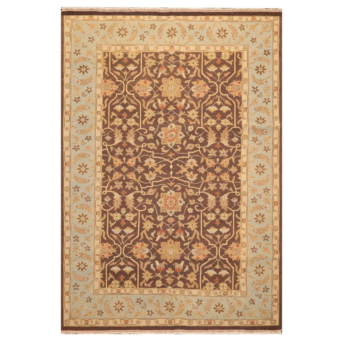 6' x 8'10" Hand Knotted 100% Wool Reversible Flat Pile Area Rug Brown-0