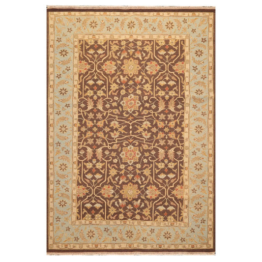 6' x 8'10" Hand Knotted 100% Wool Reversible Flat Pile Area Rug Brown-0