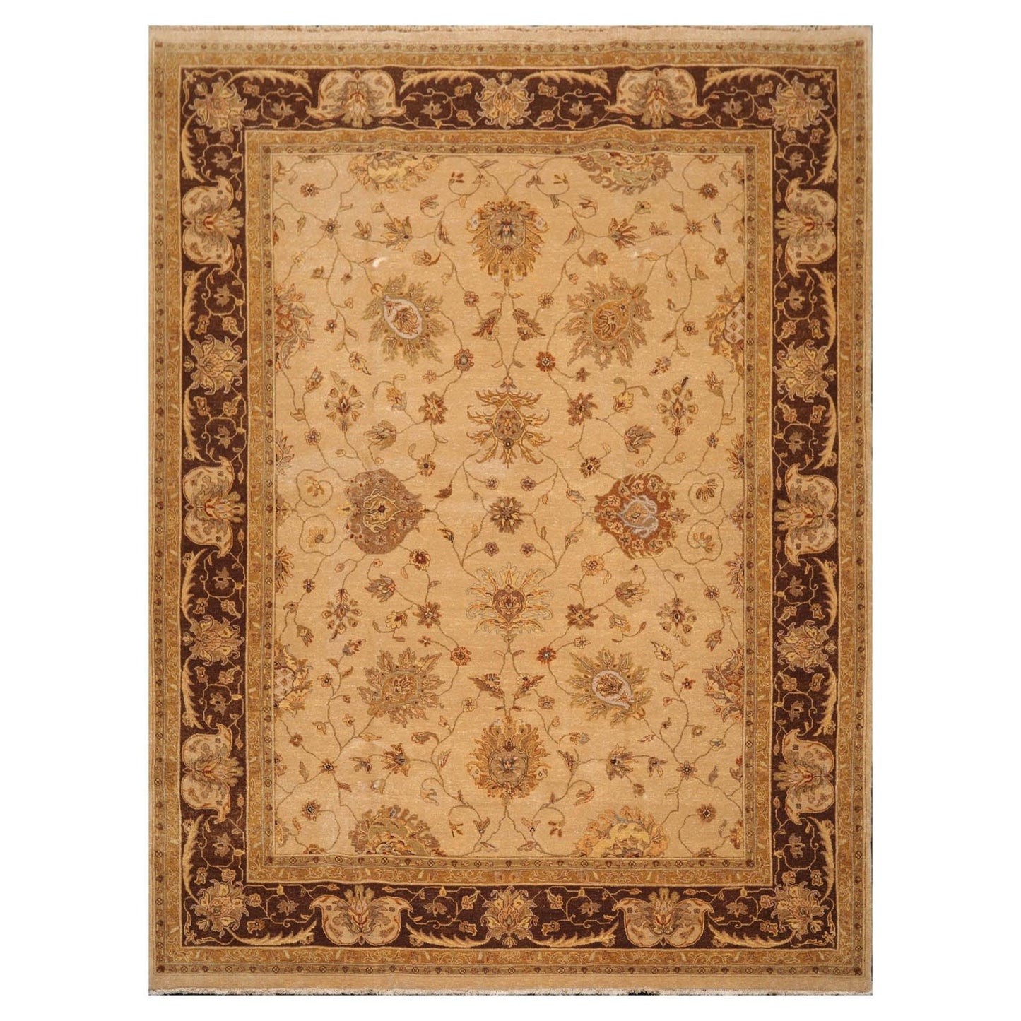 8'10"x 11'10" Hand Knotted 100% Wool Agra Traditional Oriental Area Rug Tan-0