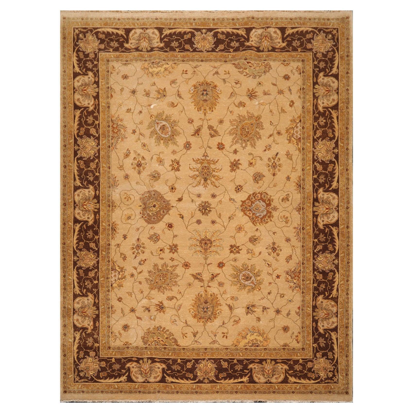 8'10"x 11'10" Hand Knotted 100% Wool Agra Traditional Oriental Area Rug Tan-0