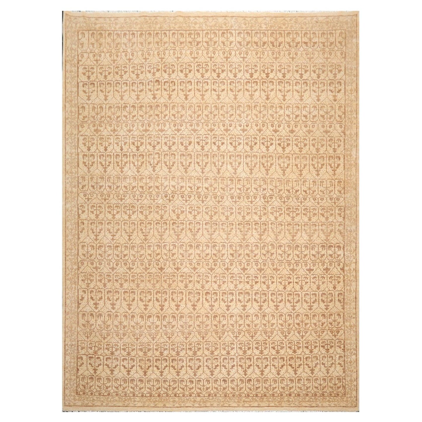 8'8" x 11'8" Hand Knotted 100% Wool Oriental Transitional Area Rug Beige-0