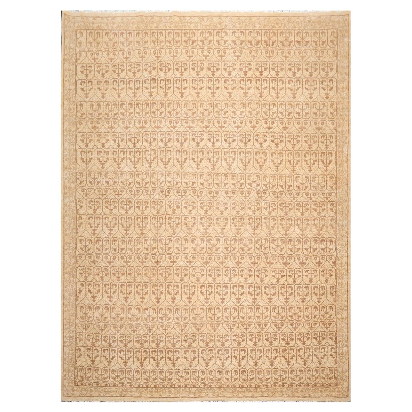 8'8" x 11'8" Hand Knotted 100% Wool Oriental Transitional Area Rug Beige-0