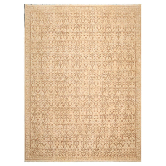 8'8" x 11'8" Hand Knotted 100% Wool Oriental Transitional Area Rug Beige-0