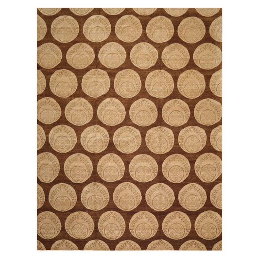 9'x 11'10" Hand Knotted Wool Tibetan Ottoman Area Rug-0