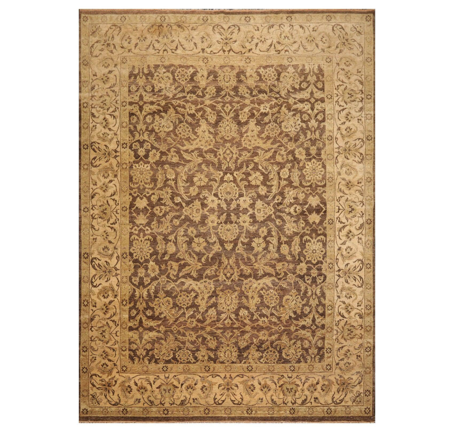 8'7" x 12' Hand Knotted 100% Wool Kashan Botanical Muted Earth Tones Area Rug-0