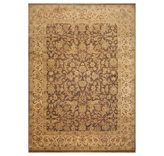 8'7" x 12' Hand Knotted 100% Wool Kashan Botanical Muted Earth Tones Area Rug-0
