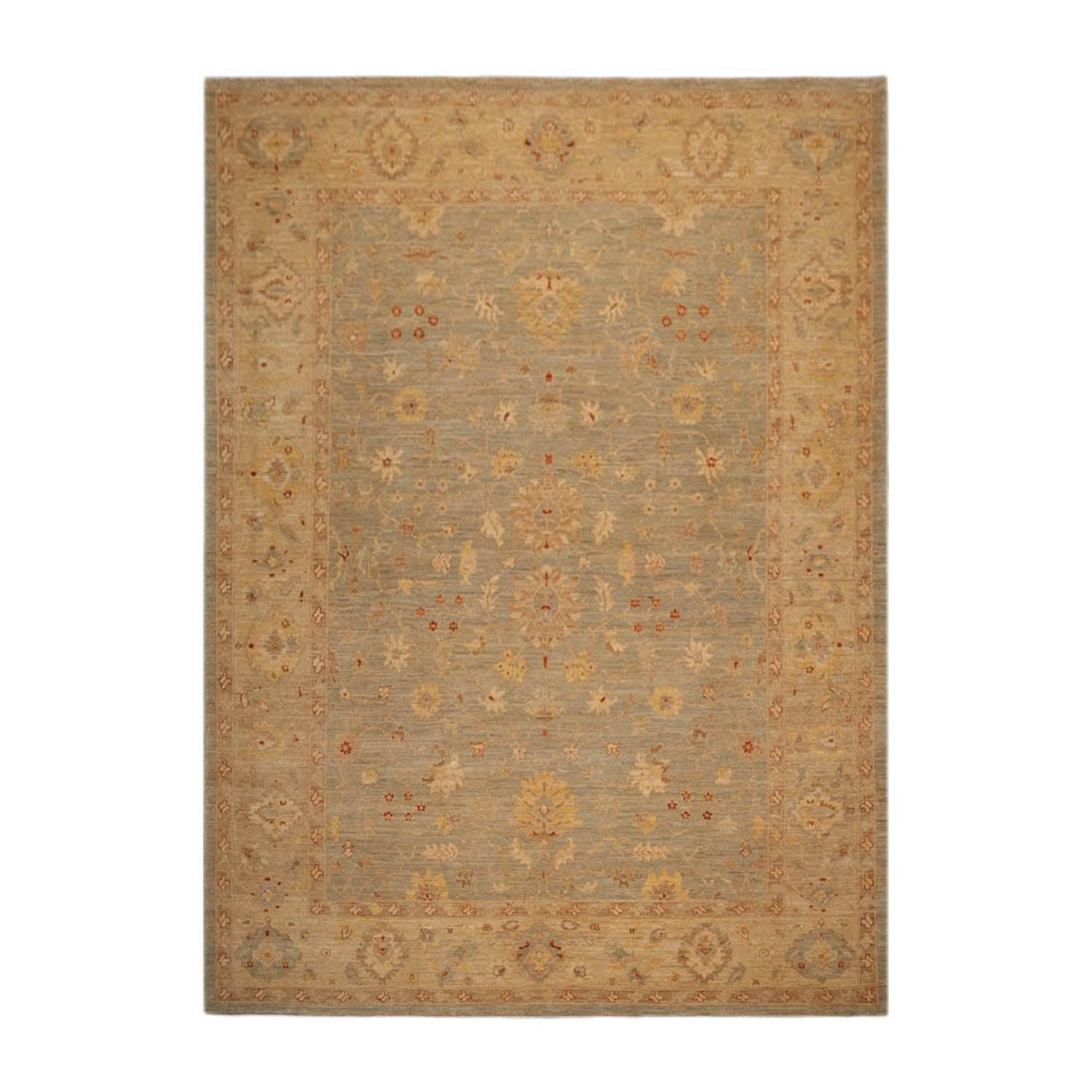 9'4" x 12'1" Hand Knotted Wool Chobi Peshawar Traditional Oriental Area Rug Aqua-0