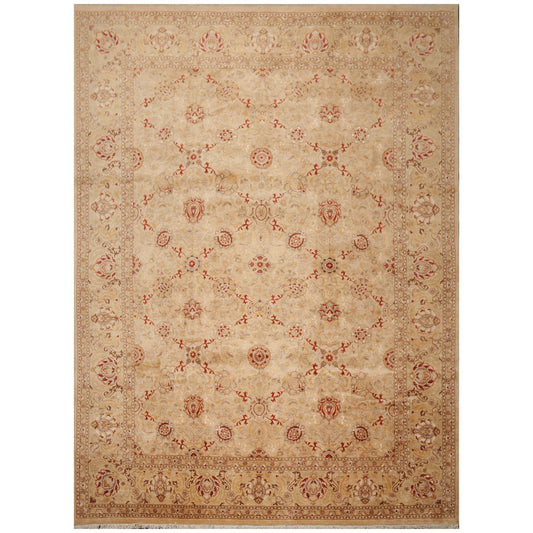 9'2"x12'6" Hand Knotted Wool & Silk16/18 Pak Persian 300 KPSI Oriental Area Rug Beige-0