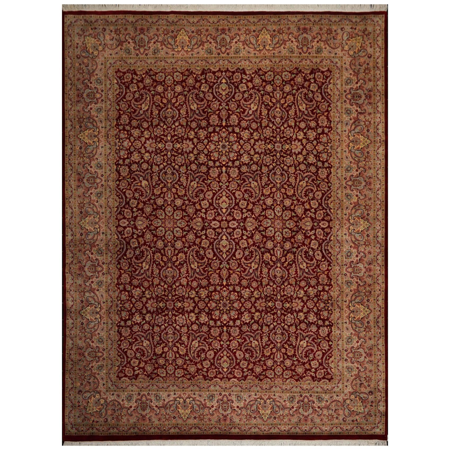 9'2" x 12'5" Hand Knotted Wool 16/18 Pak Persian 300 KPSI Area Rug Burgundy-0