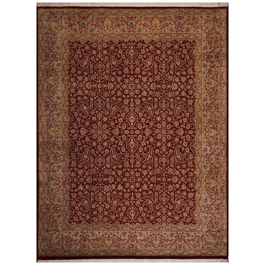 9'2" x 12'5" Hand Knotted Wool 16/18 Pak Persian 300 KPSI Area Rug Burgundy-0
