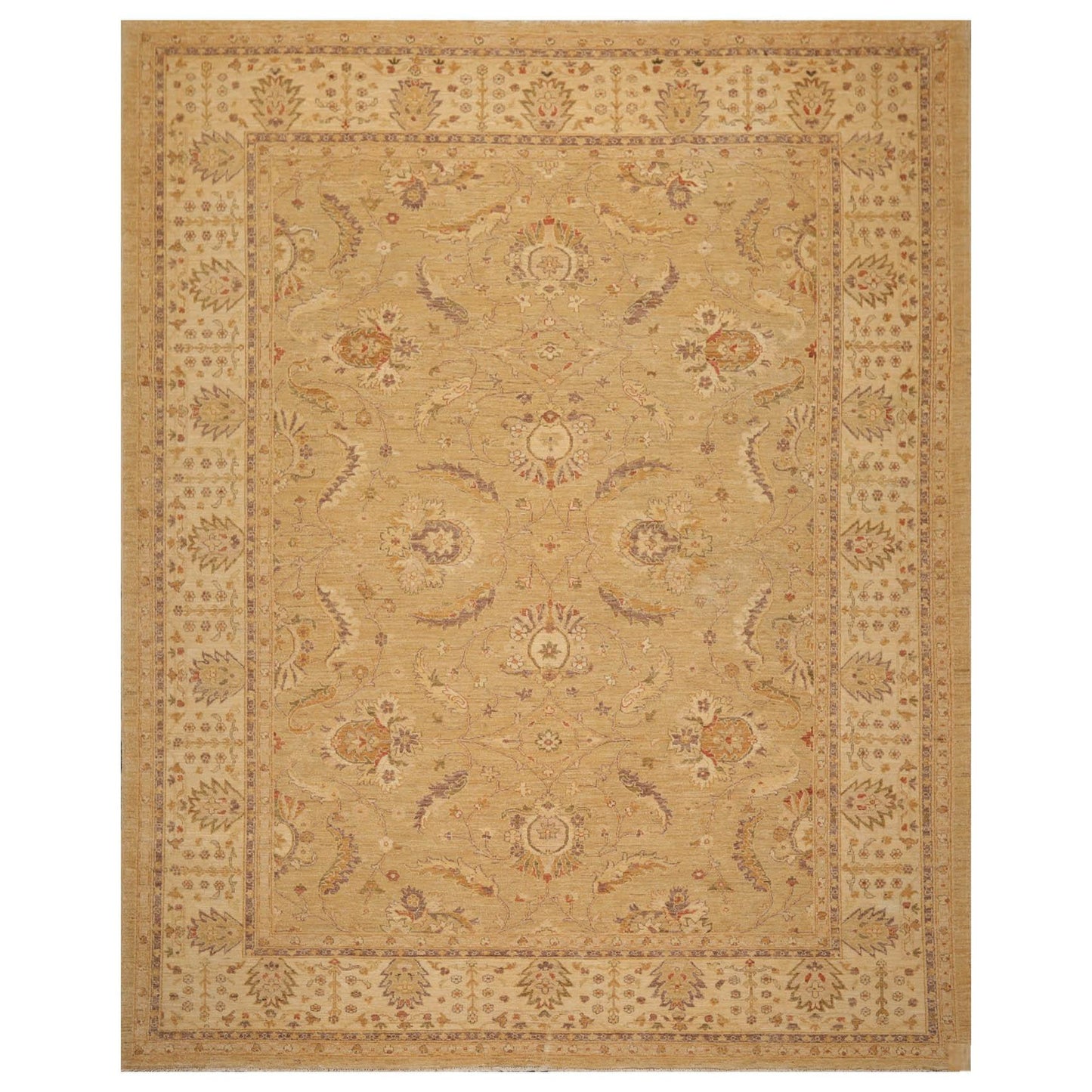 9'6" x 11'9" Hand Knotted Wool Chobi Peshawar Traditional Oriental Area Rug Tan-0