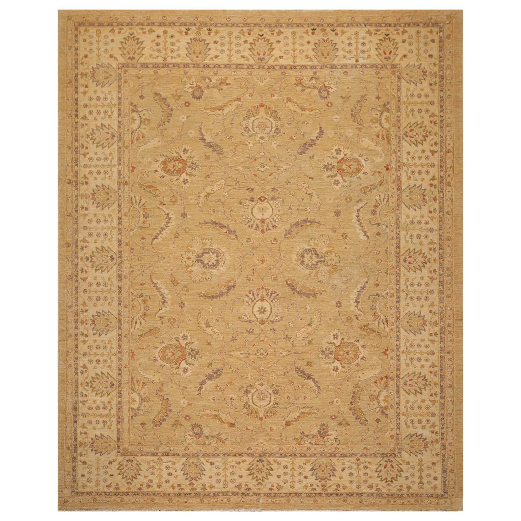9'6" x 11'9" Hand Knotted Wool Chobi Peshawar Traditional Oriental Area Rug Tan-0