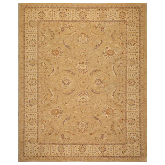 9'6" x 11'9" Hand Knotted Wool Chobi Peshawar Traditional Oriental Area Rug Tan-0