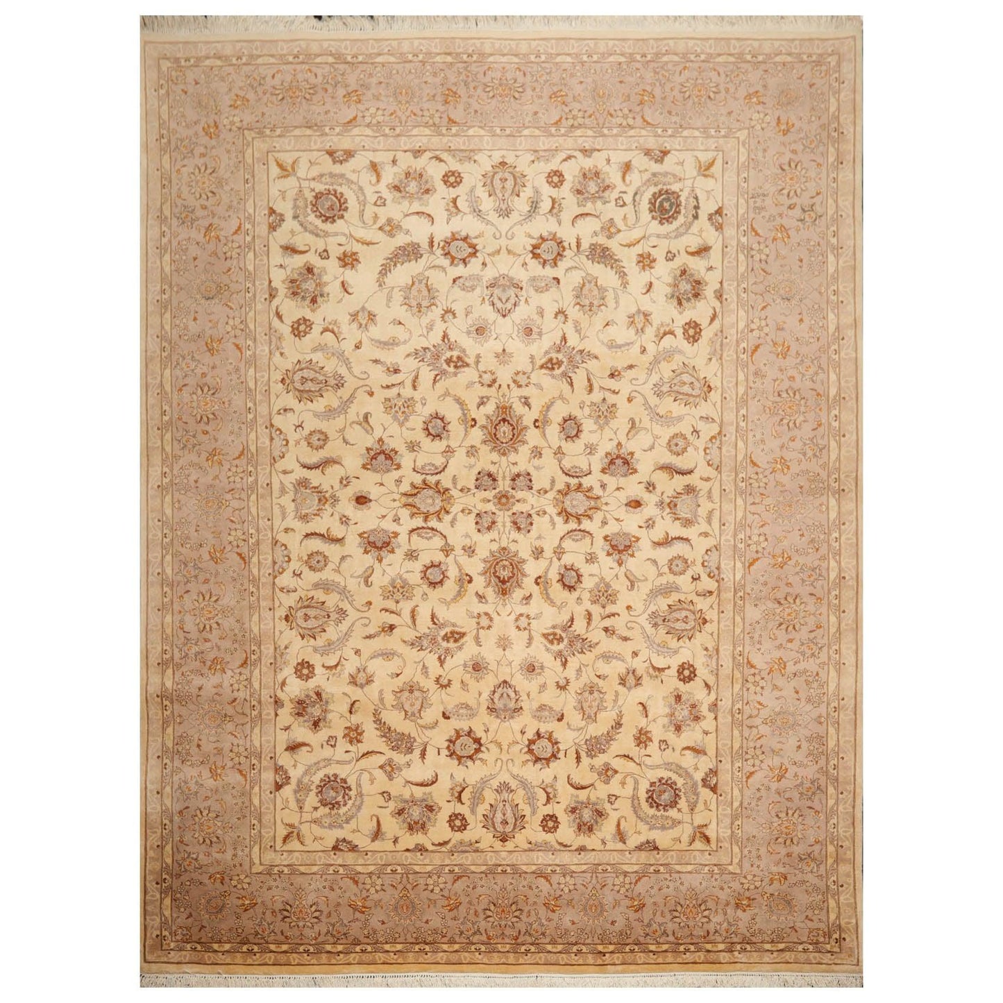 9'2"x12'4" Hand Knotted Wool 16/18 Pak Persian 300 KPSI Oriental Area Rug Ivory-0