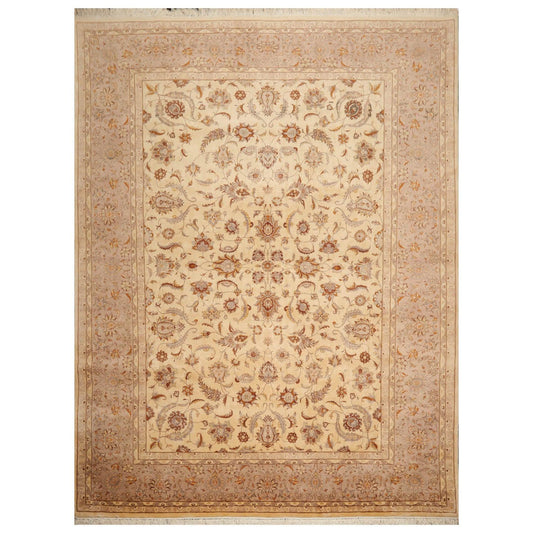 9'2"x12'4" Hand Knotted Wool 16/18 Pak Persian 300 KPSI Oriental Area Rug Ivory-0