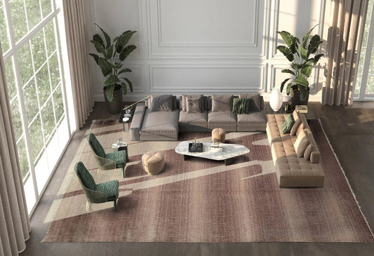 10x14 Brown, Tan Hand Knotted 100% Wool Modern & Contemporary Oriental Area Rug-0