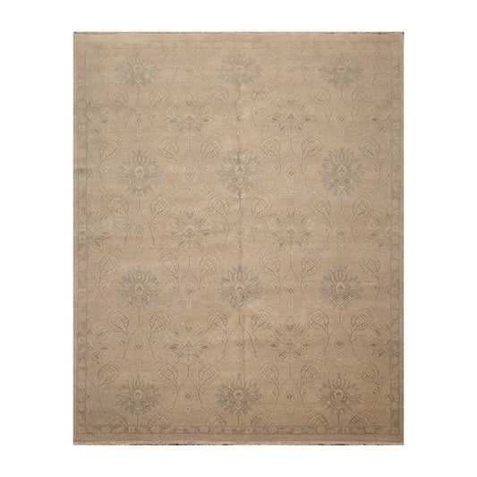 8'4" x 10'5" Hand Knotted 100% Wool Transitional Tibetan Area Rug Beige Gray-0