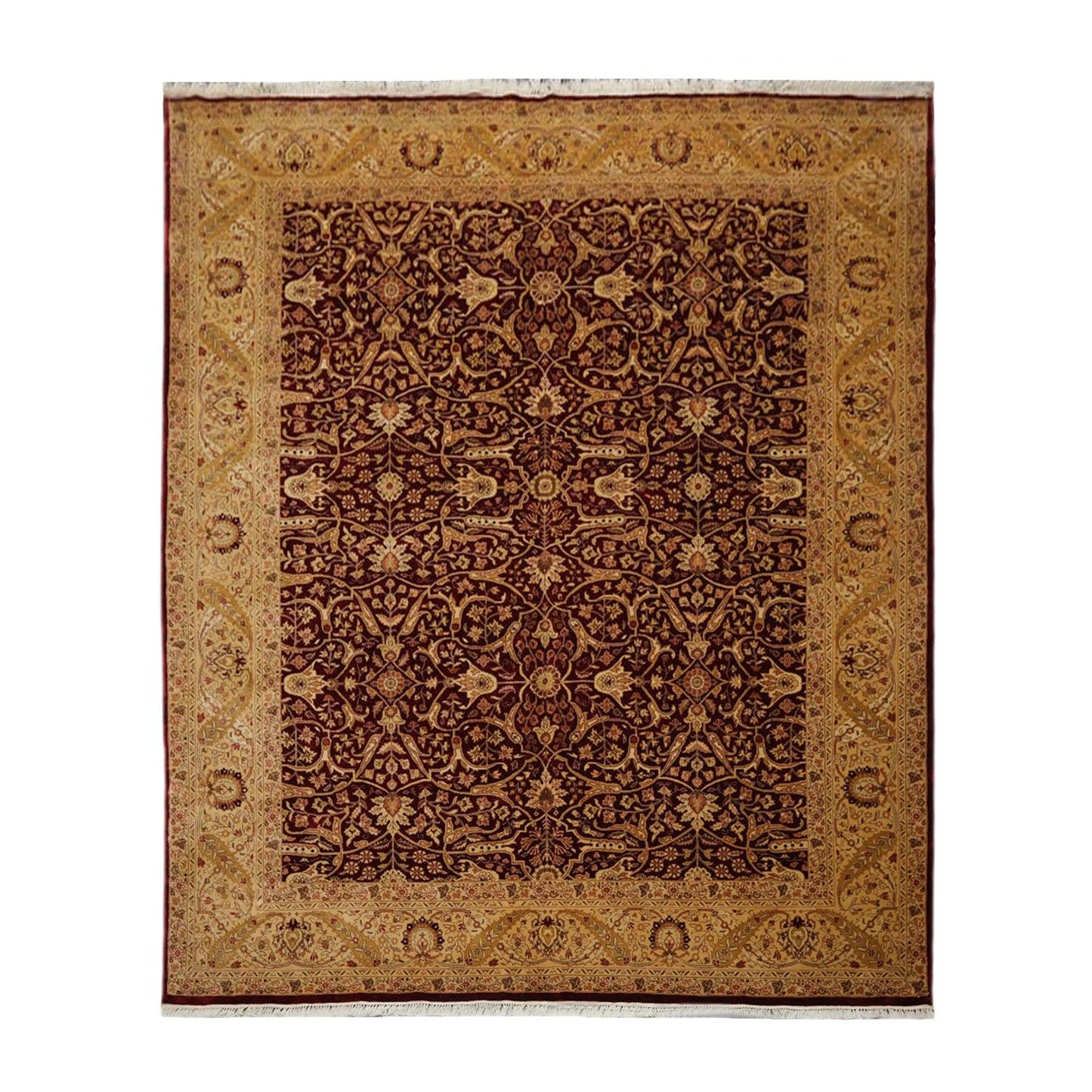 Hand Knotted 100% Wool 16/18 Pak Persian 300 KPSI Area Rug Burgundy 8'3" x 10'1"-0
