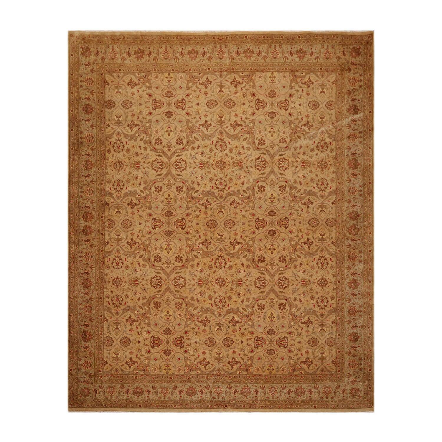 Hand Knotted Wool 16/18 Pak Persian 300 KPSI Oriental Area Rug Tan 7'10" x 9'9"-0