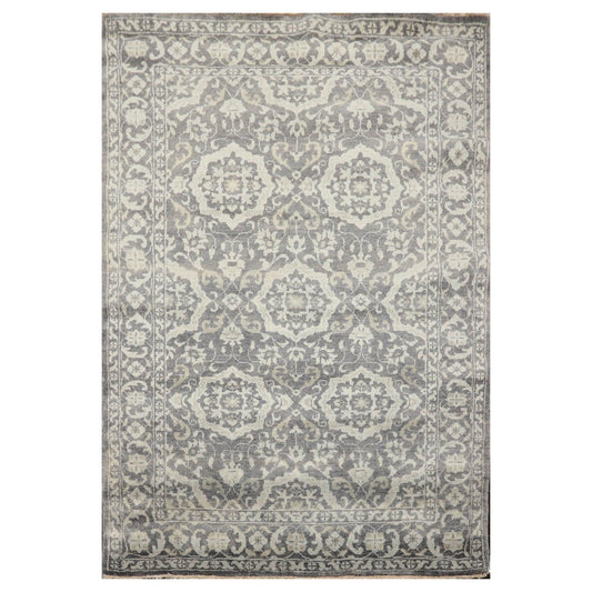 4'x5'10" Hand Knotted 100% Wool Transitional Oriental Area Rug Tone on Tone Gray-0