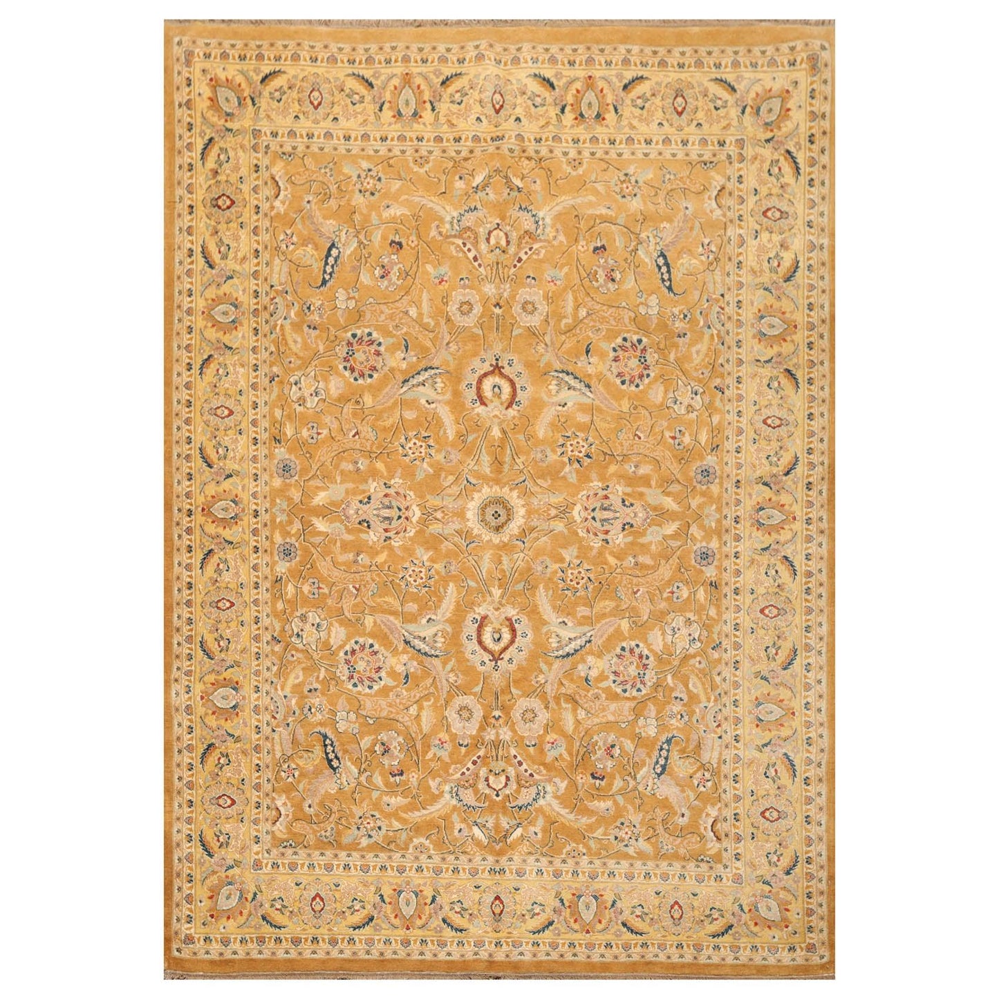 6' x 8'7" Hand Knotted Wool Tabriz 16/18 Pak Persian 300 KPSI Area Rug Caramel-0