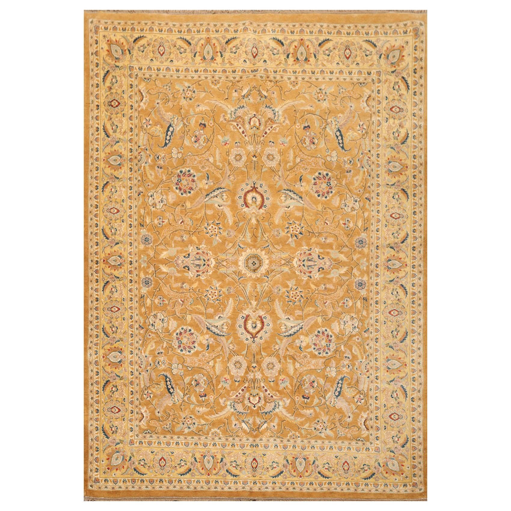 6' x 8'7" Hand Knotted Wool Tabriz 16/18 Pak Persian 300 KPSI Area Rug Caramel-0