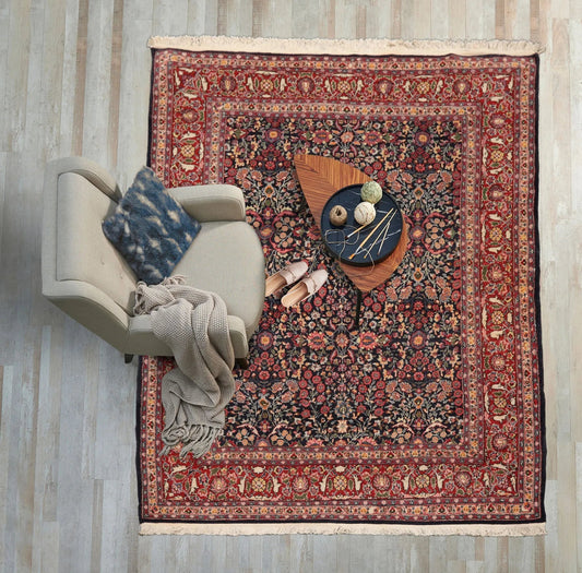 5'9"x8'9" Authentic Vintage Hand Knotted Turkish Hereke 200KPSI Area Rug Black-0